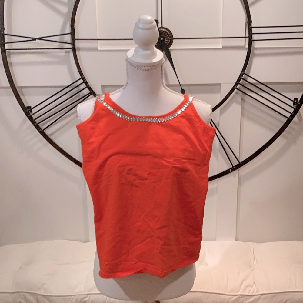 Orange tank-top with sequins